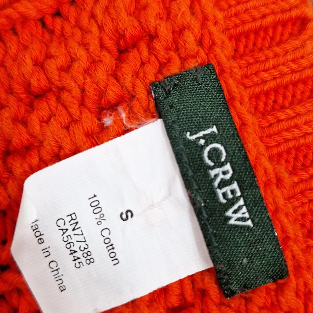 J. CREW 100% Cotton Orange Cable Knit Crew Neck Sweater